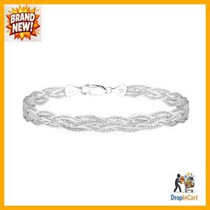 Sterling Silver Herringbone Chain Bracelet Elegant Minimal Chic 4-Strand